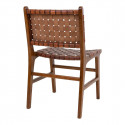 RIMINI - Lot de 2 Chaises en Teck et Lanières Cuir Marron