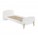 BODHI WHITE - Lit 90x200cm Blanc et Bois Sommier Intégré