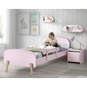 BODHI PINK - Lit 90x200cm avec Barrière + Chevet + Etagères