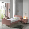 TINY PINK - Pack Lit 90x200cm + Chevet 2 Tiroirs Rose