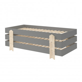STAPEL - Lot de 3 Lits Empilables 90x200cm Gris Flèche