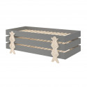 STAPEL - Lot de 3 Lits Empilables 90x200cm Gris Smiley