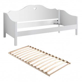 MILADY - Lit Banquette 90x200cm Motifs Coeurs avec Sommier
