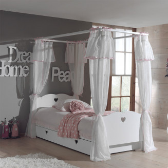 MILADY - Lit à Baldaquin 90x200cm Complet + Sommier