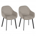 KOVI - Lot de 2 Fauteuils Gris Taupe Surpiqures Extérieures
