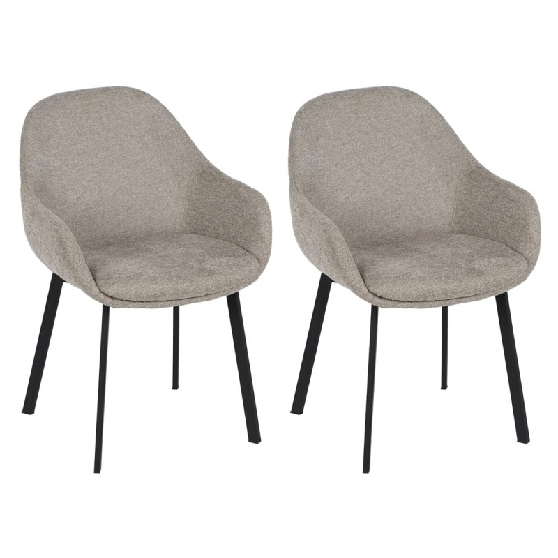 KOVI - Lot de 2 Fauteuils Gris Taupe Surpiqures Extérieures