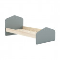 KAINA - Lit 90x190cm MDF et Pin Coloris Gris Vert et Naturel