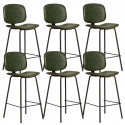 GARY - Lot de 6 Tabourets en Simili Cuir Vert Piétement Métal Noir
