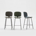 GARY - Lot de 6 Tabourets en Simili Cuir Vert Piétement Métal Noir