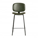 GARY - Lot de 6 Tabourets en Simili Cuir Vert Piétement Métal Noir