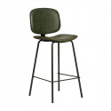 GARY - Lot de 6 Tabourets en Simili Cuir Vert Piétement Métal Noir