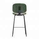 GARY - Lot de 6 Tabourets en Simili Cuir Vert Piétement Métal Noir