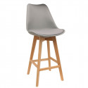 Parsa - Lot de 6 Chaises Hautes Grises et Pieds Bois
