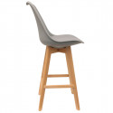 Parsa - Lot de 6 Chaises Hautes Grises et Pieds Bois