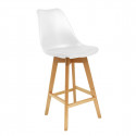 Parsa - Lot de 6 Chaises Hautes Blanches et Pieds Bois