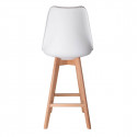 Parsa - Lot de 6 Chaises Hautes Blanches et Pieds Bois