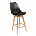 Parsa - Lot de 6 Chaises Hautes Noires et Pieds Bois