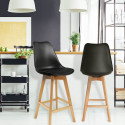 Parsa - Lot de 6 Chaises Hautes Noires et Pieds Bois