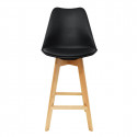 Parsa - Lot de 6 Chaises Hautes Noires et Pieds Bois