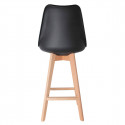 Parsa - Lot de 6 Chaises Hautes Noires et Pieds Bois