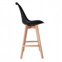 Parsa - Lot de 6 Chaises Hautes Noires et Pieds Bois