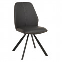PONA - Lot de 6 Chaises Simili Cuir Gris Tissu Marron
