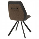 PONA - Lot de 6 Chaises Simili Cuir Gris Tissu Marron