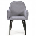 ALDA - Lot de 2 Fauteuils Pieds Métal et Tissu Gris