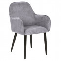 ALDA - Lot de 2 Fauteuils Pieds Métal et Tissu Gris