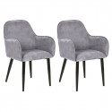ALDA - Lot de 2 Fauteuils Pieds Métal et Tissu Gris