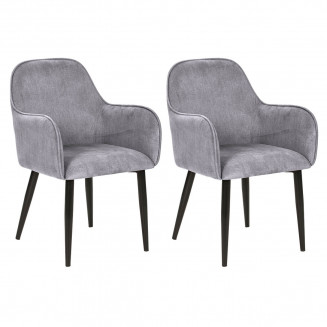 ALDA - Lot de 2 Fauteuils Pieds Métal et Tissu Gris