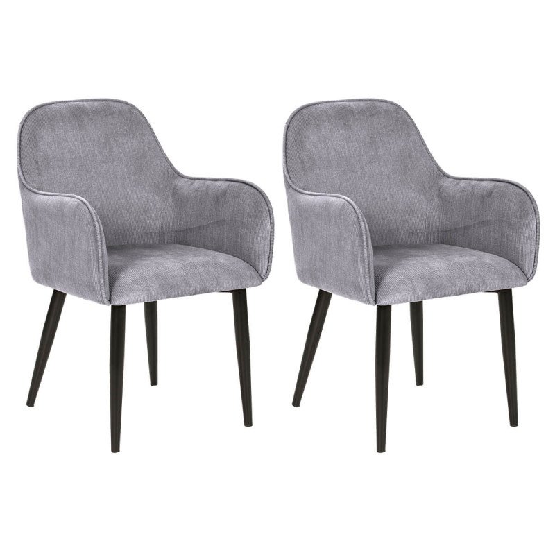 ALDA - Lot de 2 Fauteuils Pieds Métal et Tissu Gris ALDA - Lot de 2 Fauteuils Pieds Métal et Tissu Gris