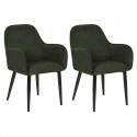 ALDA - Lot de 2 Fauteuils Pieds Métal et Tissu Vert Foncé