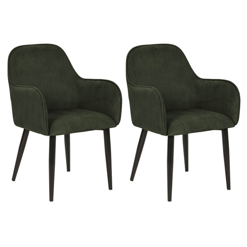 ALDA - Lot de 2 Fauteuils Pieds Métal et Tissu Vert Foncé ALDA - Lot de 2 Fauteuils Pieds Métal et Tissu Vert Foncé