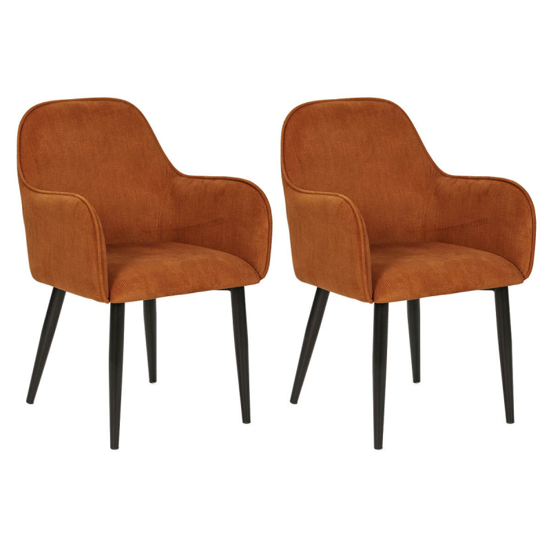 ALDA - Lot de 2 Fauteuils Pieds Métal et Tissu Orange ALDA - Lot de 2 Fauteuils Pieds Métal et Tissu Orange