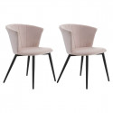 KOLYE - Lot de 2 Chaises Velours Rose et Pieds Métal