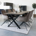 KARBO - Fauteuil Pivotant Velours Taupe et Piétement Acier
