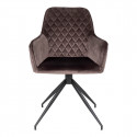 KARBO - Fauteuil Pivotant Velours Taupe et Piétement Acier