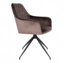 KARBO - Fauteuil Pivotant Velours Taupe et Piétement Acier