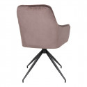 KARBO - Fauteuil Pivotant Velours Taupe et Piétement Acier