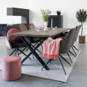 KARBO - Fauteuil Pivotant Velours Taupe et Piétement Acier