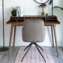 KARBO - Fauteuil Pivotant Velours Taupe et Piétement Acier